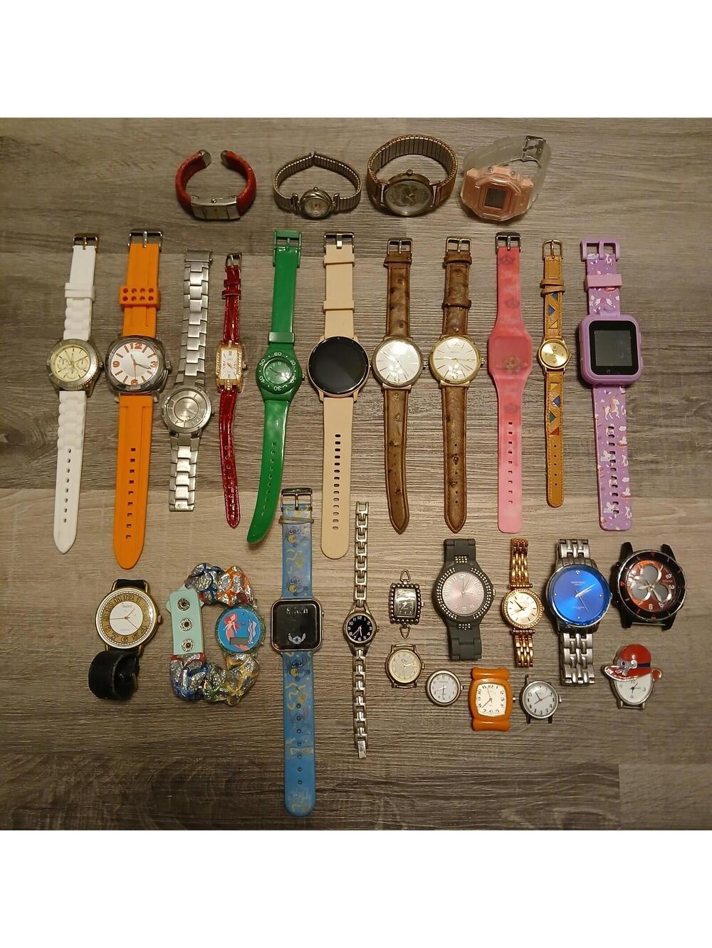 Huge Watch Lot of 25+ Mixed Brands Vintage & Modern Parts/Repair Untested-Box 31
